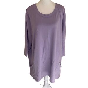 NorthStyle Lavender along Sweatshirt with Pockets. 3/4 Sleeve. Size 2X. Soft!